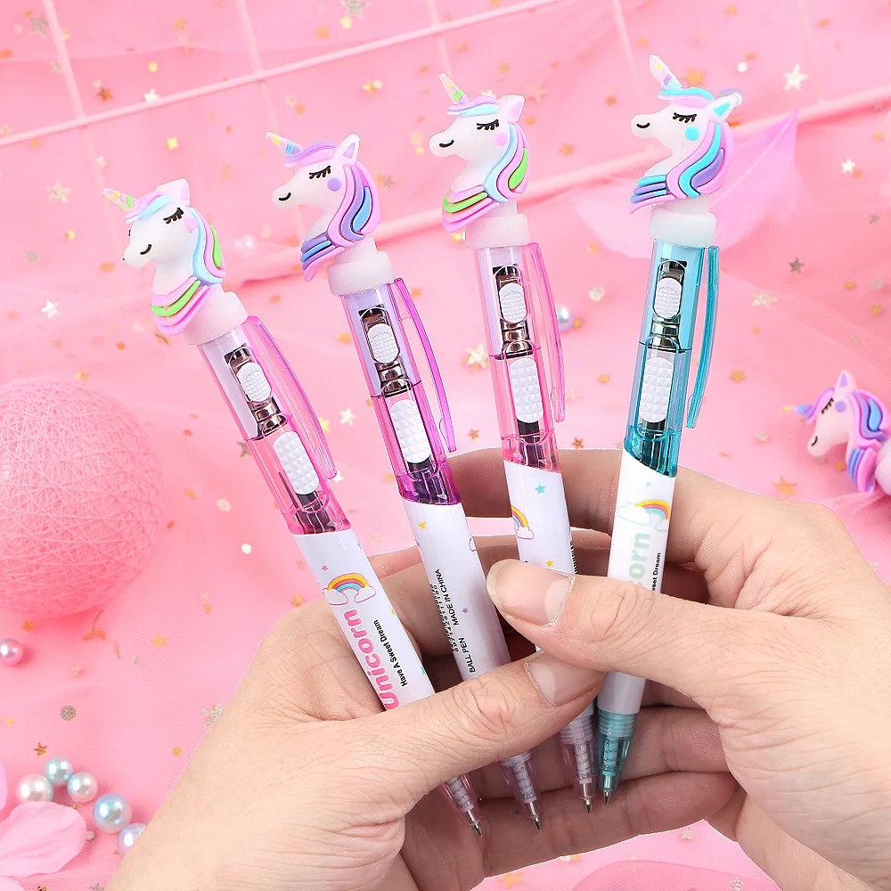 Creative Cartoon Unicorn Light Pen Cute Glowing Ballpoint pen Student Stationery 0.5mm Writing Tool School Supplies