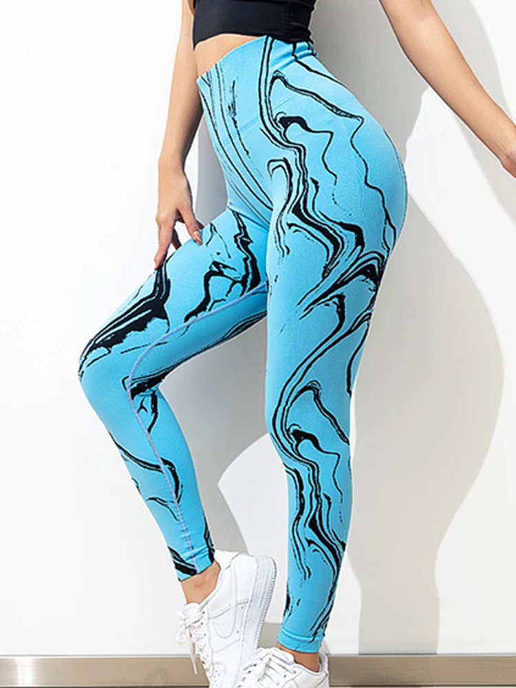 Tie-dye Printed Fitness Leggings Sport Tights Women Yoga Pants Seamless Gym Leggins High Waist Training Spandex Running Female