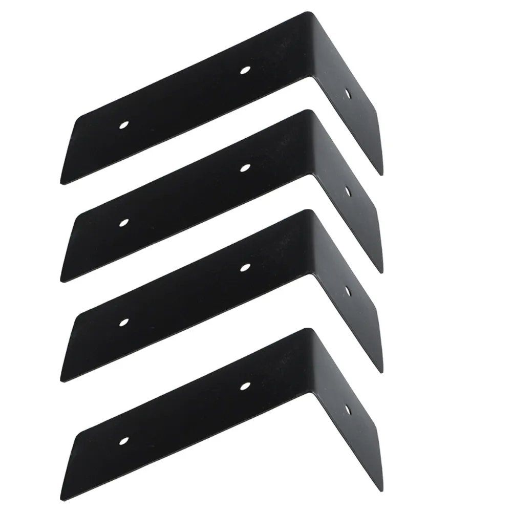4Pcs Black Iron L Shape Shelf Brackets Corner Brace Heavy Duty Rustproof Supports Books Plants Dishes Wall L Shape Iron Bracket