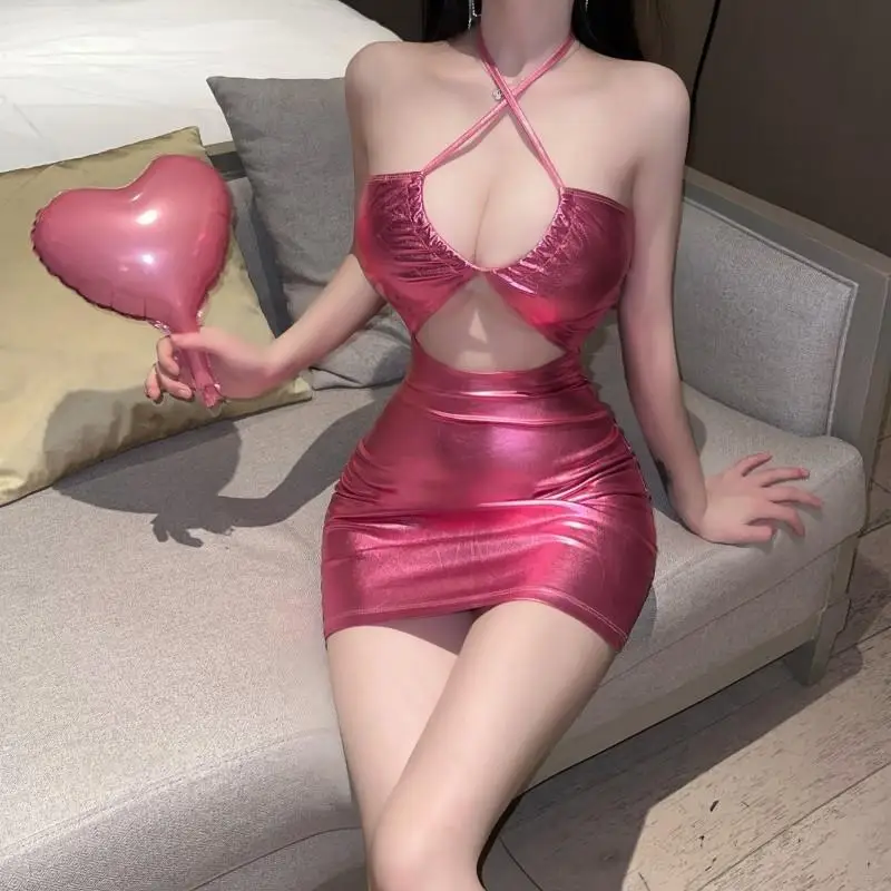 섹시한 글로우 플레이트 네이징 바디콘 드레스 여성용 미드 웨이스트 폴리에스터 원단 노 슬리브 핫 걸 코스튬