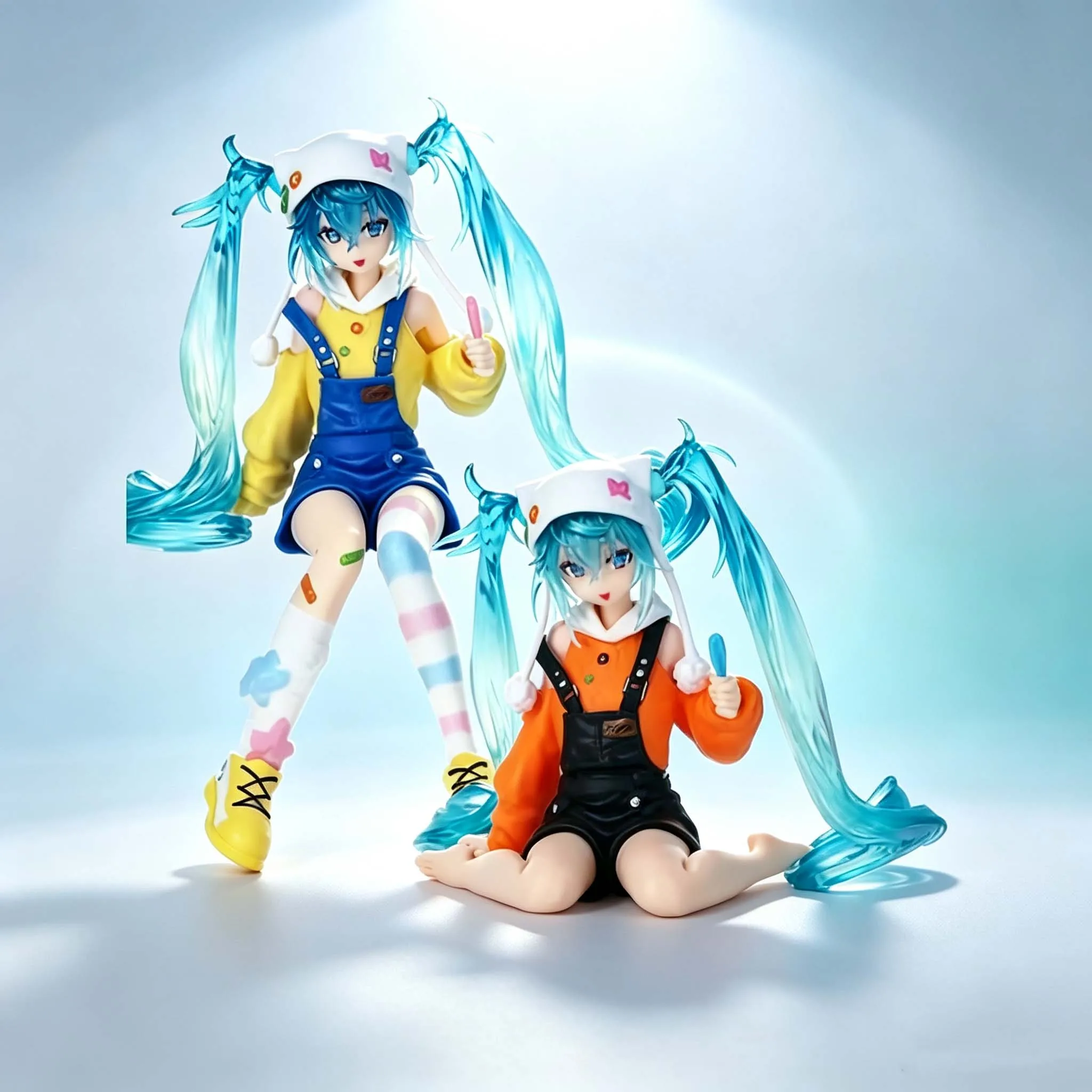 New Fashion Hatsune Miku Anime Figure Rabbit Ear Pajamas Lollipop Hatsune Miku Action Figures Kawaii Girl Collection Model Toys