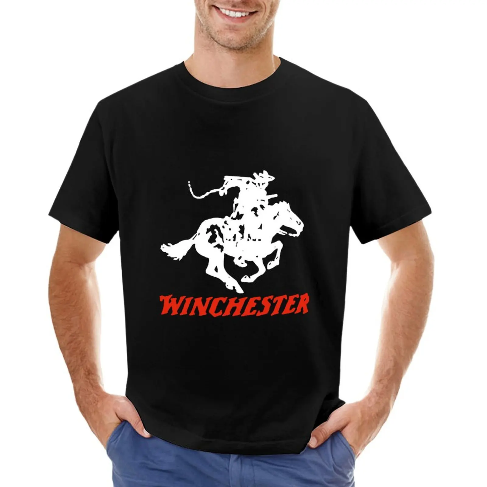 Neck Men New Winchester Rifle Comes In Many Offensive T-Shirt sweat cotton graphic tees plus sizes mens graphic t-shirts anime