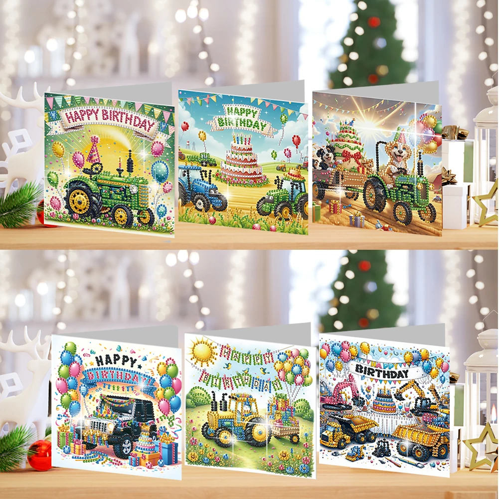 6개 DIY 라인스톤 다이아몬드 아트 모자이크 엽서 동물 패턴 다이아몬드 아트 감사 카드 및 휴일 축복 카드