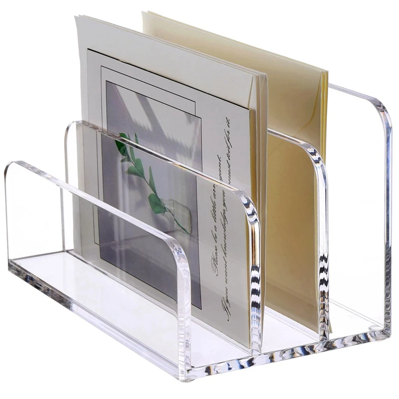 3 Compartments Mail Organizer Letter Holder For Desk ,Vertical Letter Holder,File Sorter Acrylic Desk Organizer