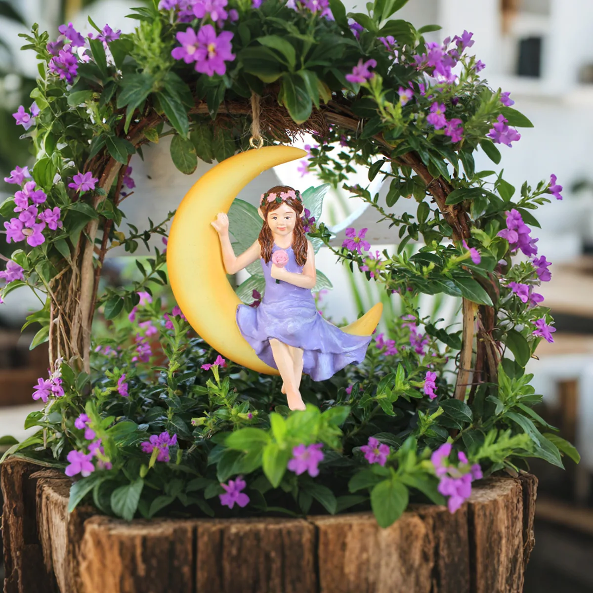 

Glowing Moon Fairy Pendant - Whimsical Moon Fairy Art , Magical for Kids' Room & Garden