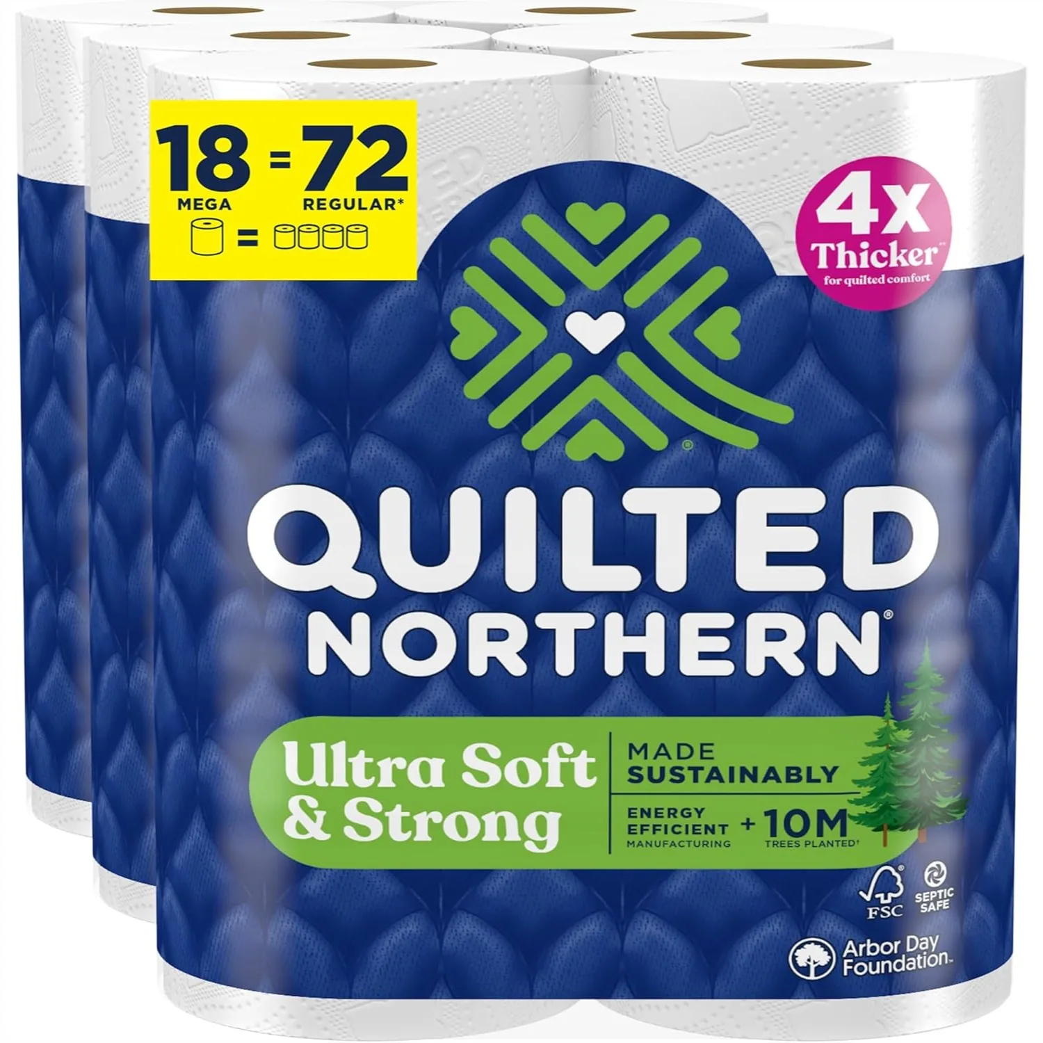 

Ultra Soft & Strong Toilet Paper, 18 Mega Rolls = 72 Regular Rolls, 5X Stronger, Premium Soft Toilet Tissue