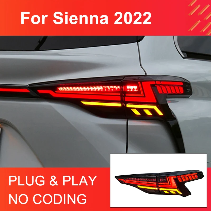 LED Tail Light Assembly for Toyota Sienna 2022 Taillights Plug and Play LED Dynamic Turning Brake Rear Tail lights