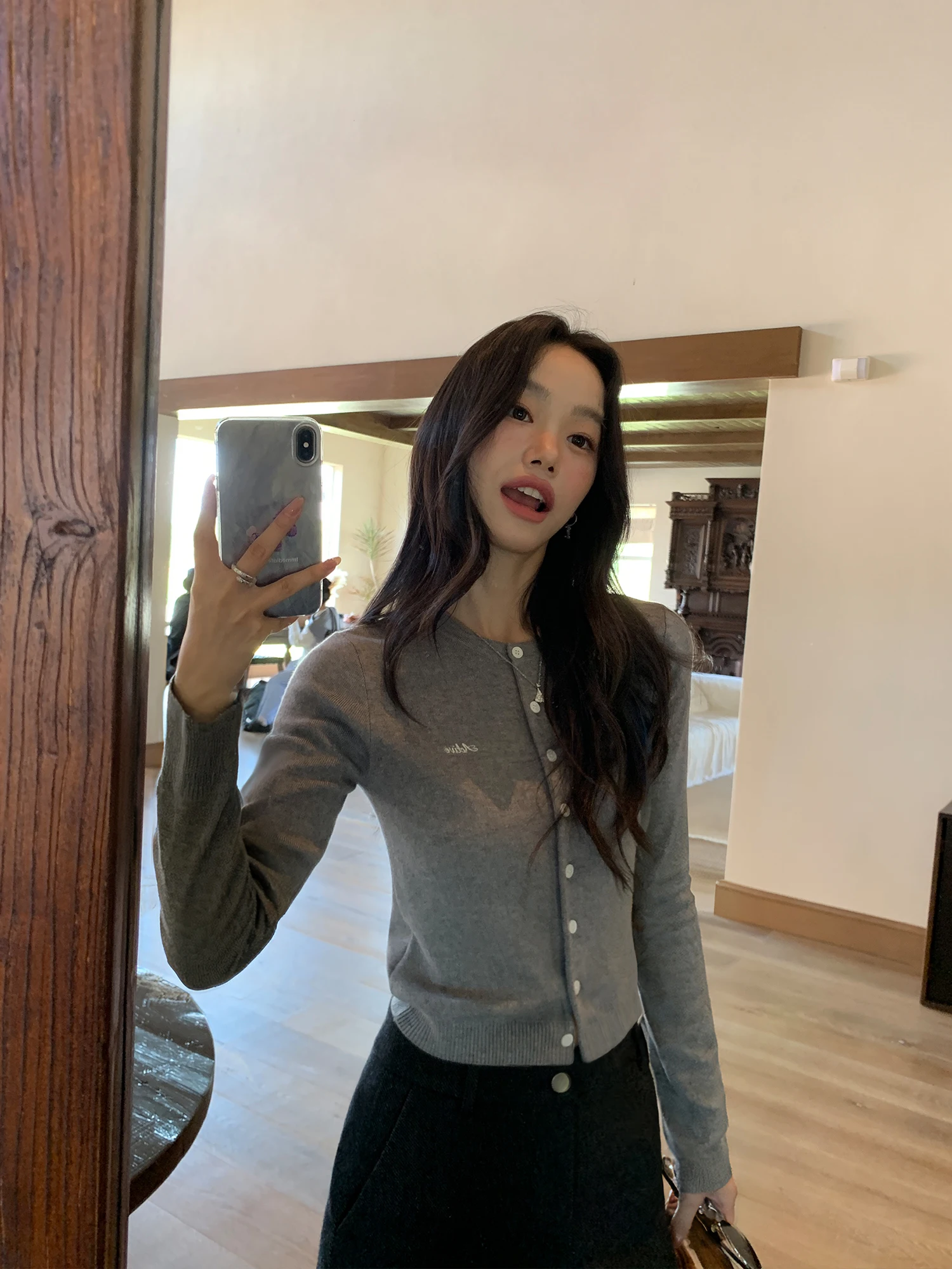 

Pusumede London Variations round Ne Five Sve Knitted Open Cardigan Women Lazy ort Design Embroidered Top