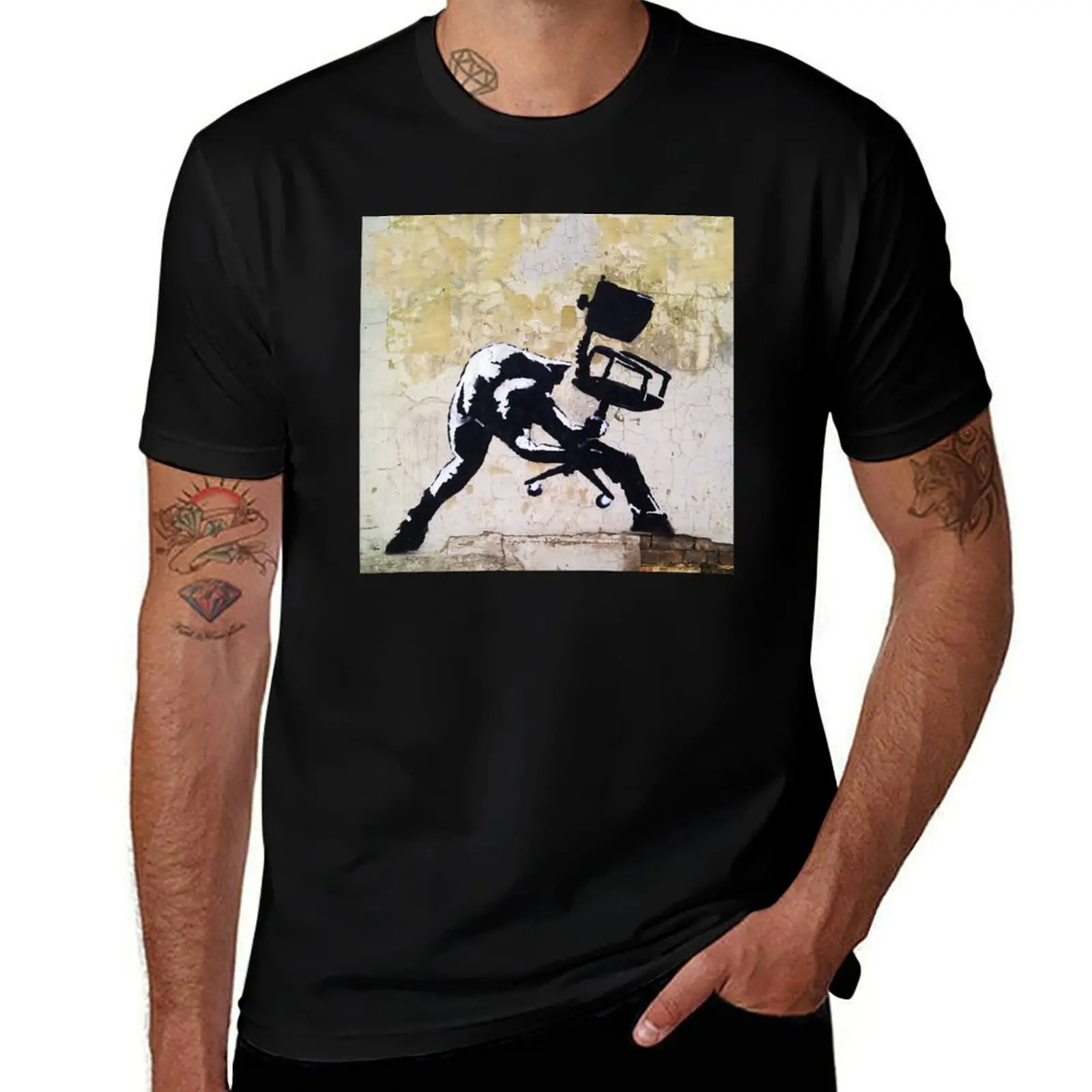 Banksy London Calling - Office Chair T-Shirt Street Fashion Casual Tee Shirt