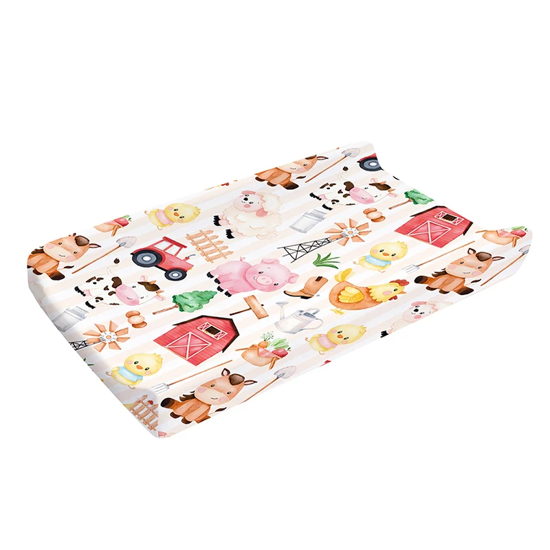 Baby Changing Pad Cover Stretch Breathable Soft Diaper Changing Table Sheets Farm Style Print Changing Mat Cover