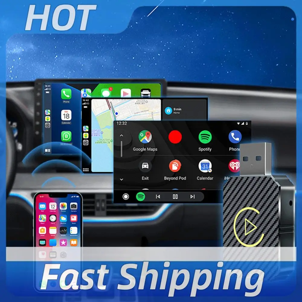 

Wireless Carplay Android Auto Adapter Plug&Play 2 in 1 Mini Box Wireless Dongle for OEM Wired CarPlay/Andriod Auto Cars