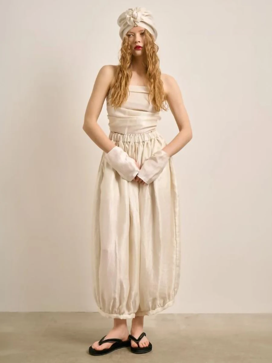 Bornladies Damen Europäische und Amerikanische Lockere und Schlichte Hosen 2026 Sommer Neue Mode Minimalistische Tägliche Freizeithosen im Laternen-Stil