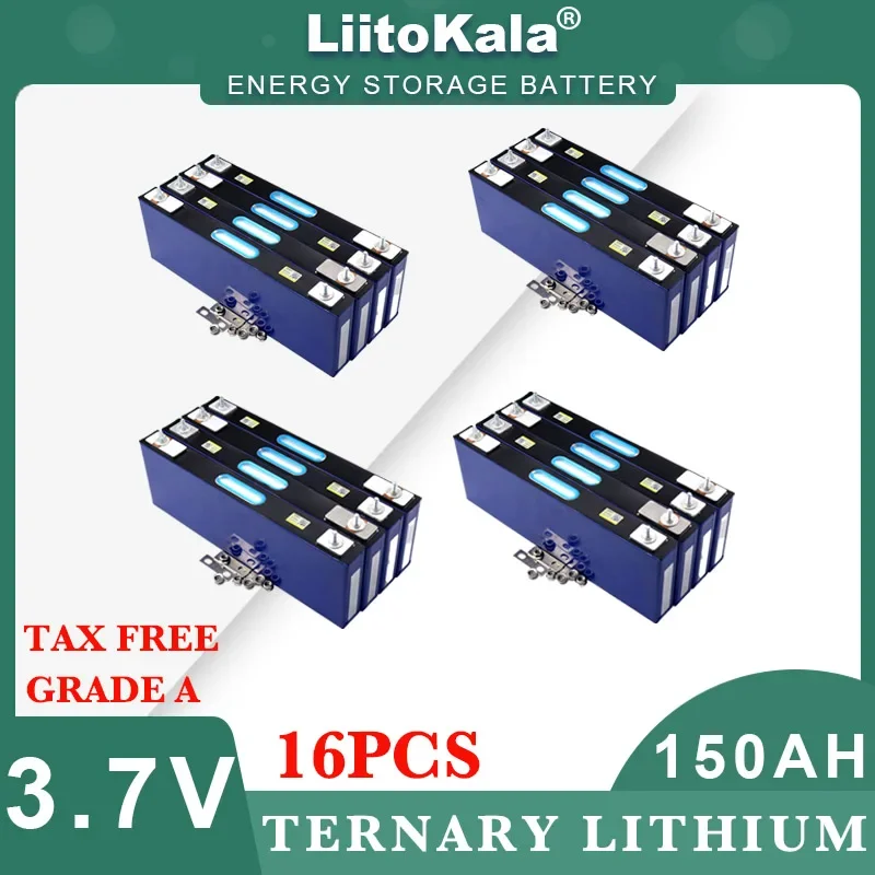 

16x 3.7v 150Ah ternaire Lithium battery 4.2v Power cell for 3s 12v 24v electric vehicle Solar Wind Large single Grade A Tax Free