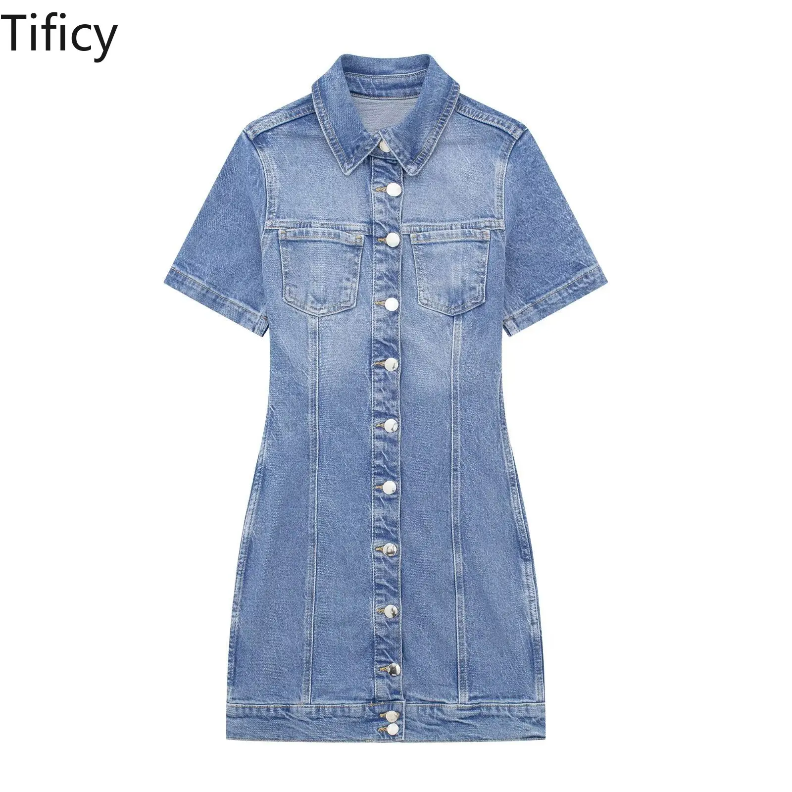 

TIFICY Wholesale 2024 Jean Dresses Spring New Women's Clothing Street Fashion Denim Mini Dress