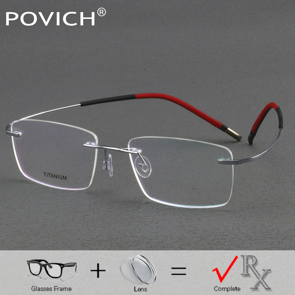 

Rimless Glasses With Prescription Lenses Titanium Frame Men Frameless Myopia Eyewear for Sight Optical Eyeglasses Progressive