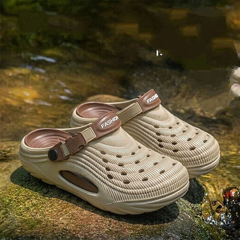 Fashion Hollowout Thick Bottom Sandals for Couple Summer Outdoor Quick Dry Water Shoes Men Closed Toe Anti-slip Sports Sandals view 2