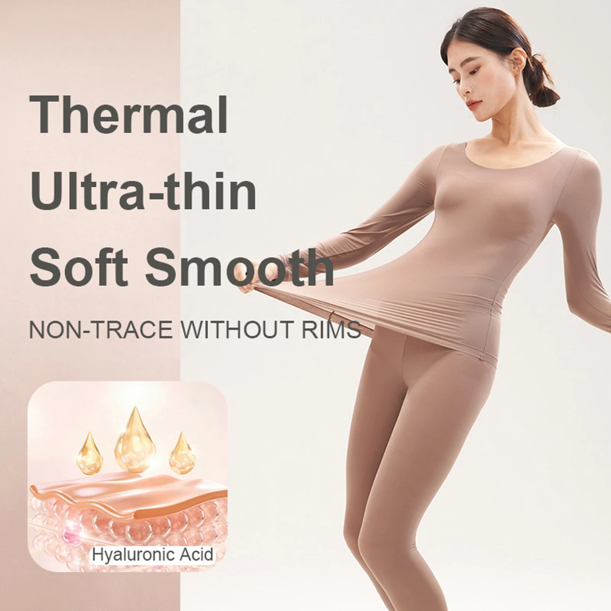 Underwear Set Hyaluronic Acid Skincare Ultra Thin Skin Bottom Clothing Warmth Slimming Inner Set Two Pieces Set Bodysuit Healthy