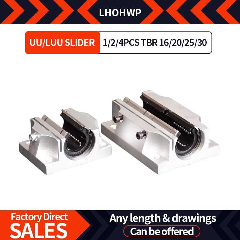 1pcs 2pcs 4pcsTBR16UU/TBR20LUU/TBR25LUU/TBR30LUU Linear Ball Bearing Support Block CNC Router For 3D Printer Parts Linear Guide