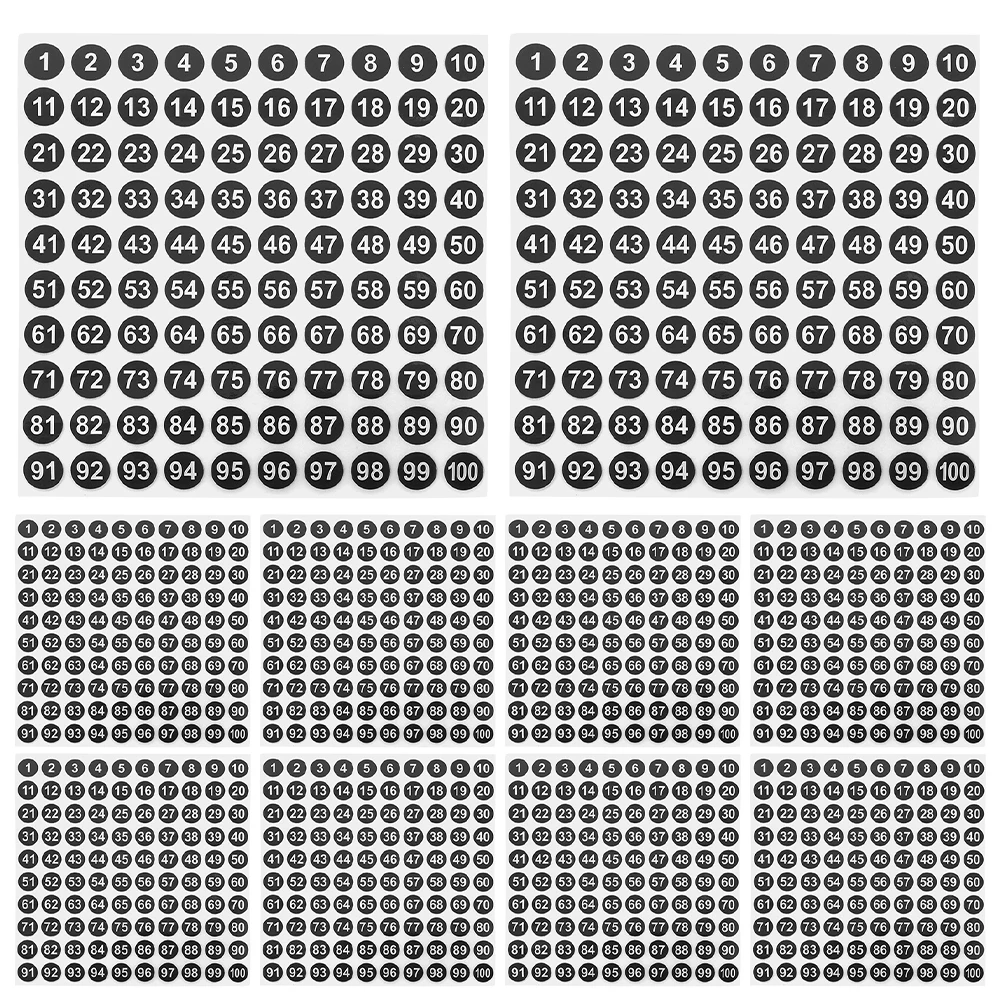 

100 Sheets Waterproof Digital Stickers Number Labels Small Numbers Mini Round Arrow Copper Plate Adhesive 1 100 Sequence