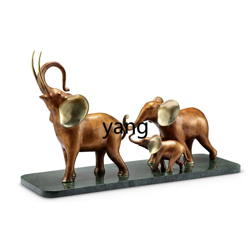 LH  all-copper elephant tabletop ornament study living room Chinese jewelry