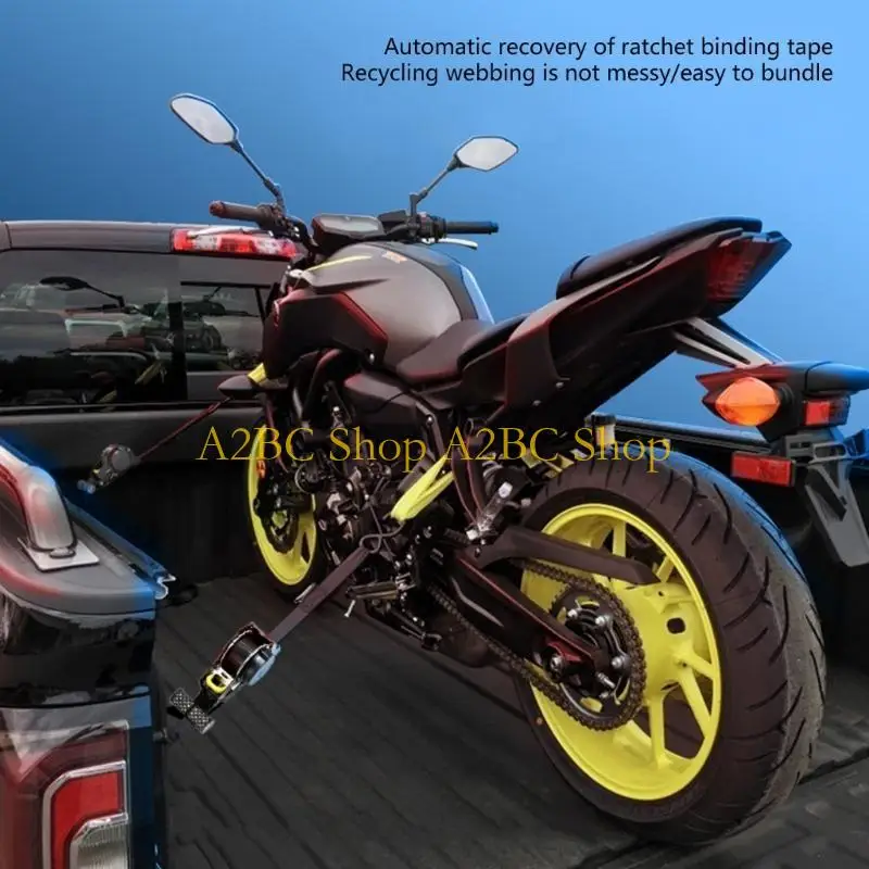 

A2BC Motorcycle Tie Down Strap Automatic Retracting Designs Vehicle Cargo Strap Simple Installs for Hassle frees Securing