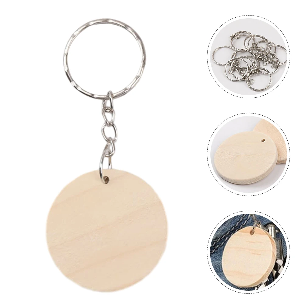 

1 Box Blank Round Wooden Keychain Unfinished Discs Hanging Charm Diy Wood Keychain Set Craft Supplies Decorative Pendants For