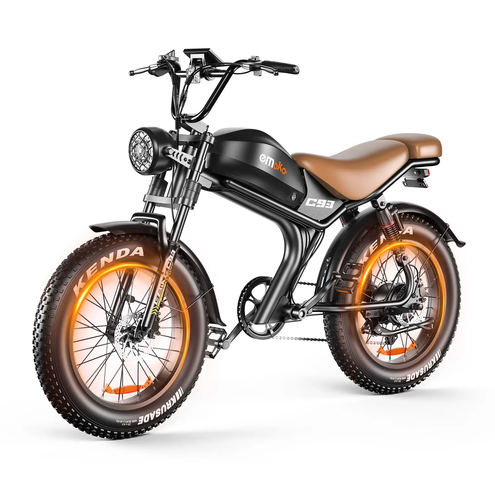 Electric Bike for Adults, 1500W/3000W Peak Motor 20" Fat Tire eBike, 48V 20Ah/23Ah Battery, 32/35MPH Full Suspension Electric Bi