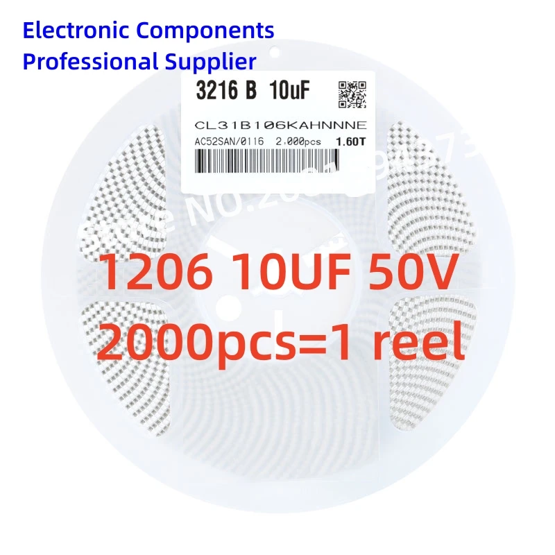 

2000pcs/reel SMD chip capacitor 1206 10uF 106K 10V 16V 25V 50V 6.3V 3216 3.2X1.6mm 10% X7R CL31B106KAHNNNE NEW High quality