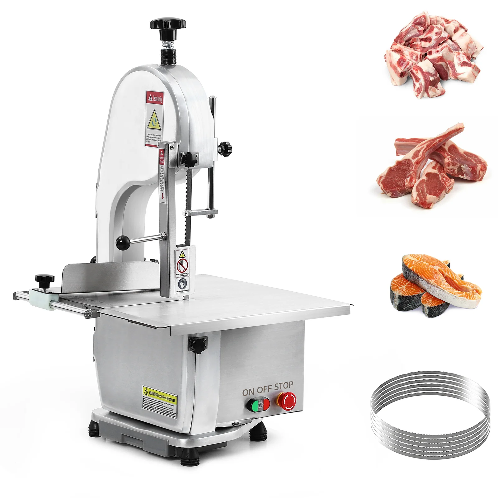 Meat Saw for Butchering, 750W Bone Saw Machine, 0.39～6.7 Inches Cutting Thickness with 6 Saw Blades, Meat Bandsaw Butchering wit