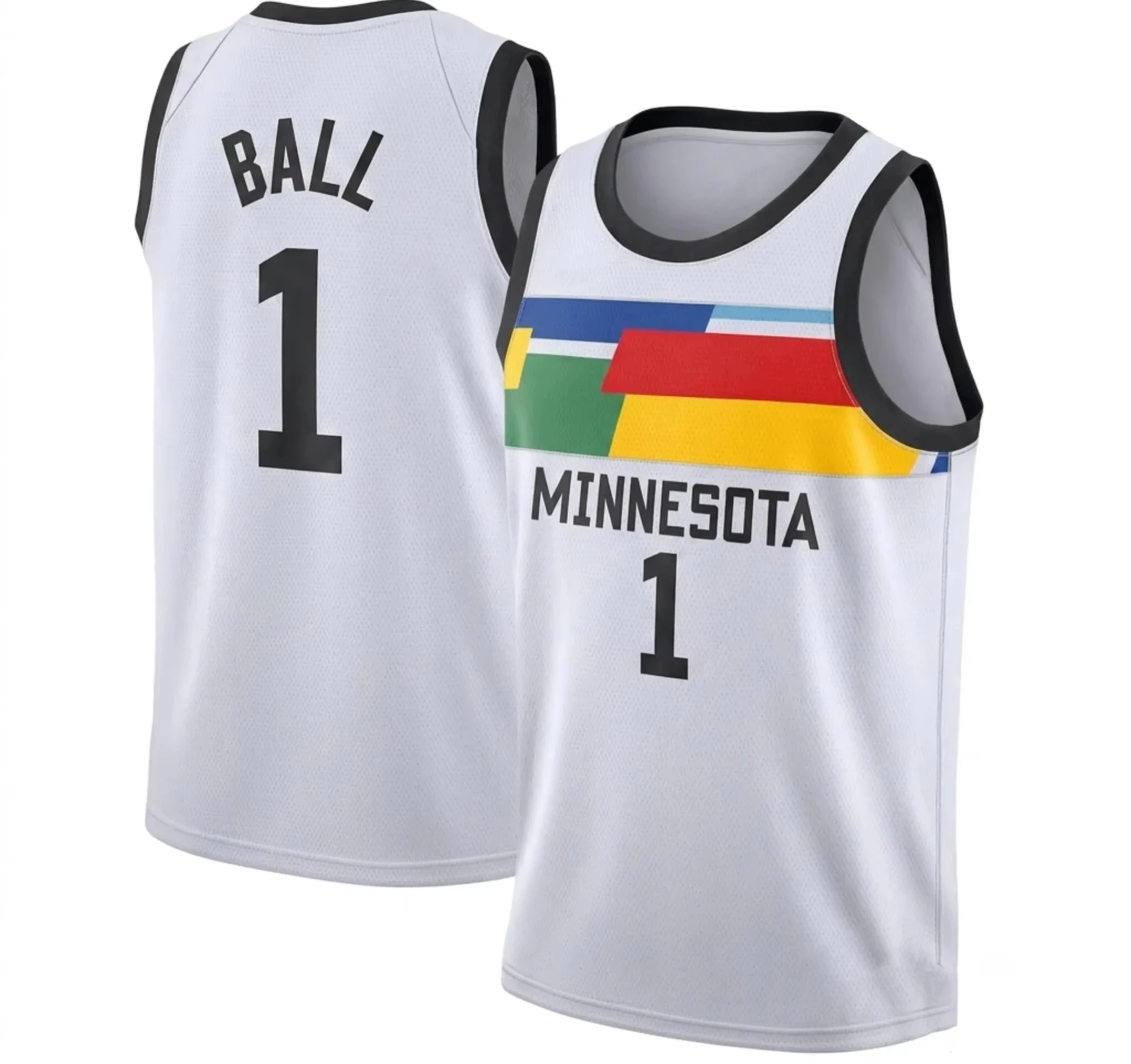 Wolves Ball #1 Basketball Jersey Black Sleeveless # 1 Print Y2K Streetwear Fan Athletic Sports Tank Top Family Clothing Y2K New