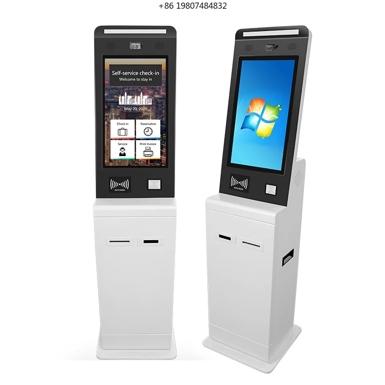 24 Inch Touch Screen Hotel Self Service Kiosk, Easy Operation Check in Terminal for Hotel Lobby Public Use