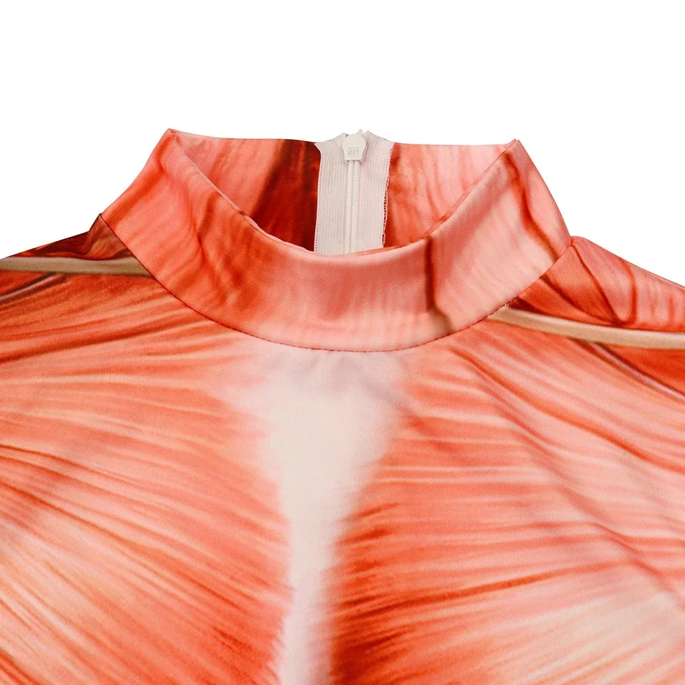 จั๊มสูทกางเกงรัดรูปพิมพ์ลายกล้ามเนื้อชุดเล่นบทบาทสมมติของผู้ชายชุดตลกชุดออกกำลังกายงานปาร์ตี้ฮาโลวีนคาร์นิวัล