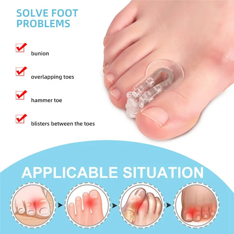 2Pcs Toe Separator Feet Care Protector Silicone Toe Orthopedic Supplies Bunion Corrector Hallux Valgus for Pedicure