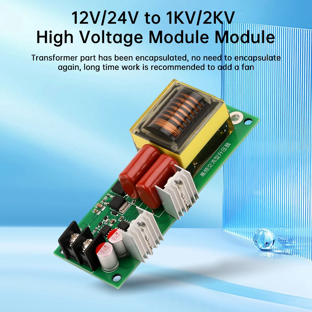 12V/24V to 1KV/2KV High Frequency AC Output Booster Electronic Inverter High Voltage Module Multiplier Board Driver