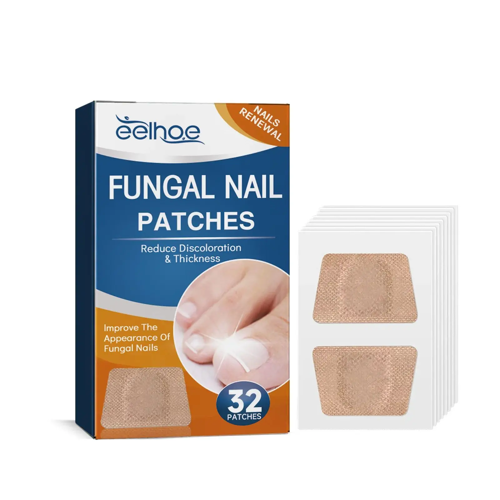 Fungal Nail Treatment Patch Ingrown Toenail Paronychia Anti Infection Correction Repair Damaged Foot Nail for Nails Care 32pcs