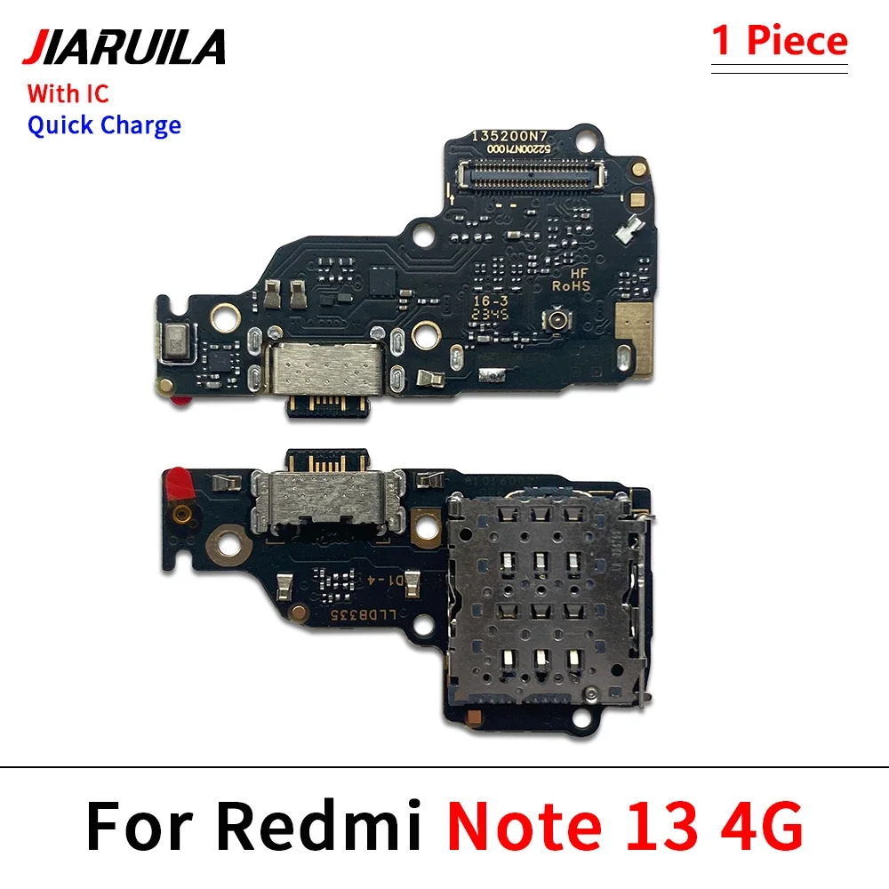 20Pcs, USB Charging Port Board Flex Cable Connector Parts For Xiaomi Redmi Note 13 Pro 4G 5G Plus Microphone Module