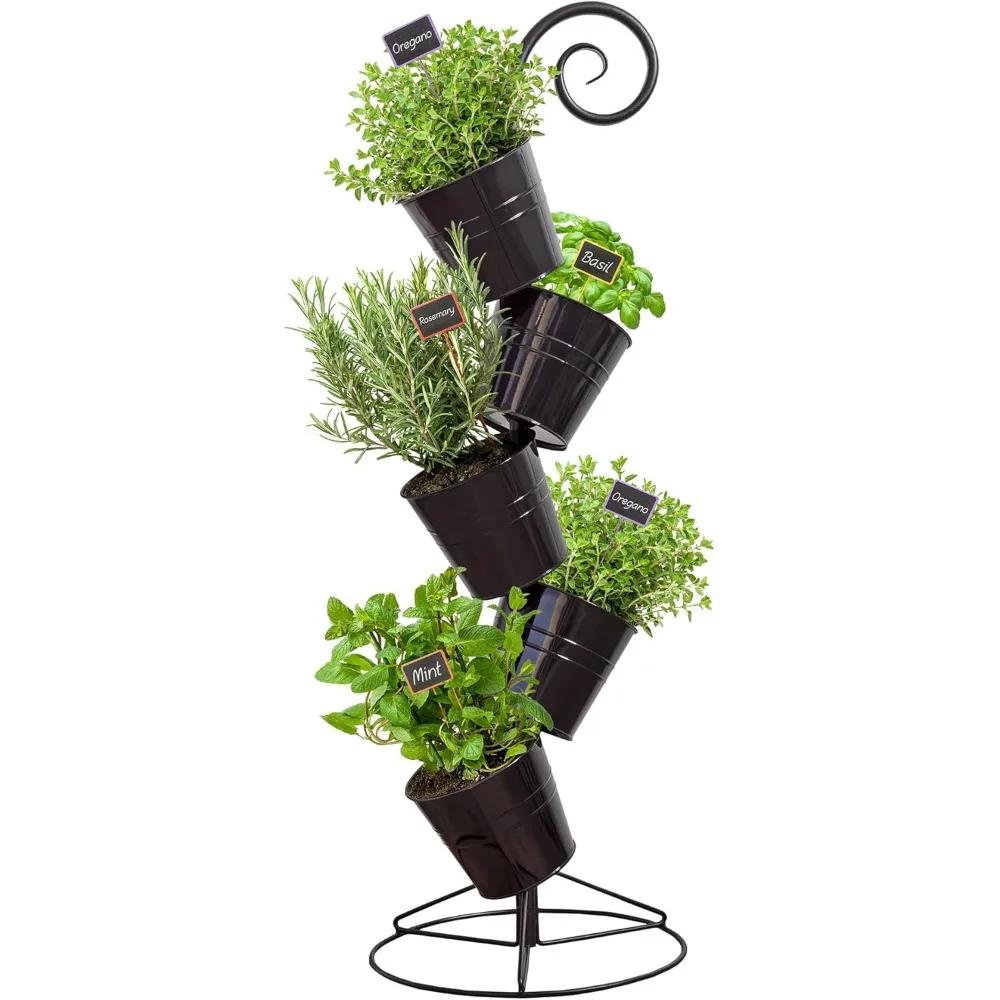 

Подвесная многоуровневая подставка для цветочного горшка (черная), металлическая уличная штабелируемая кашпо