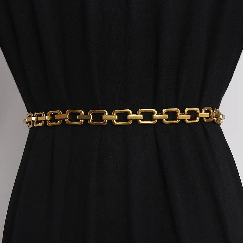 2024 Vintage Gold Waist Chain Women D Letter Fashion Belt Dress Pants Decorative Metal Belts for Women Luxury Designer Brand