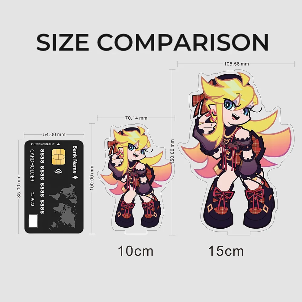 New Panty & Stocking Gingham Check Theme Anime Acrylic Standee, Cool Panty Stocking Figure Plate, Desk Ornament Itabag Keychain