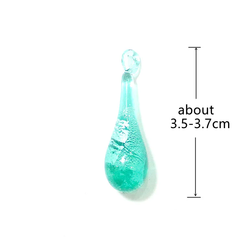 Dopamine Raindrop Glass Pendant Mini Cute Silver Foil Water Drop Charm DIY Craft Jewelry Making Accessories for Handmade Lovers