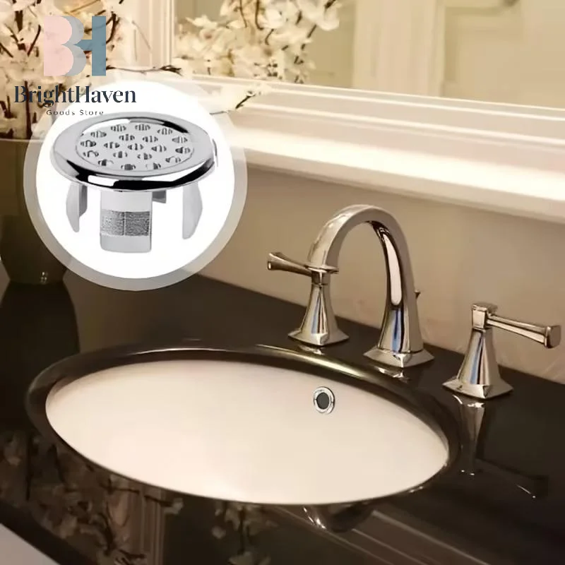 

4Pcs Sink Overflow Ring Kitchen Bathroom Basin Trim Bath Drain Cap Sink Wash Basin Round Overflow Ring Plug Basin Accessory B.H