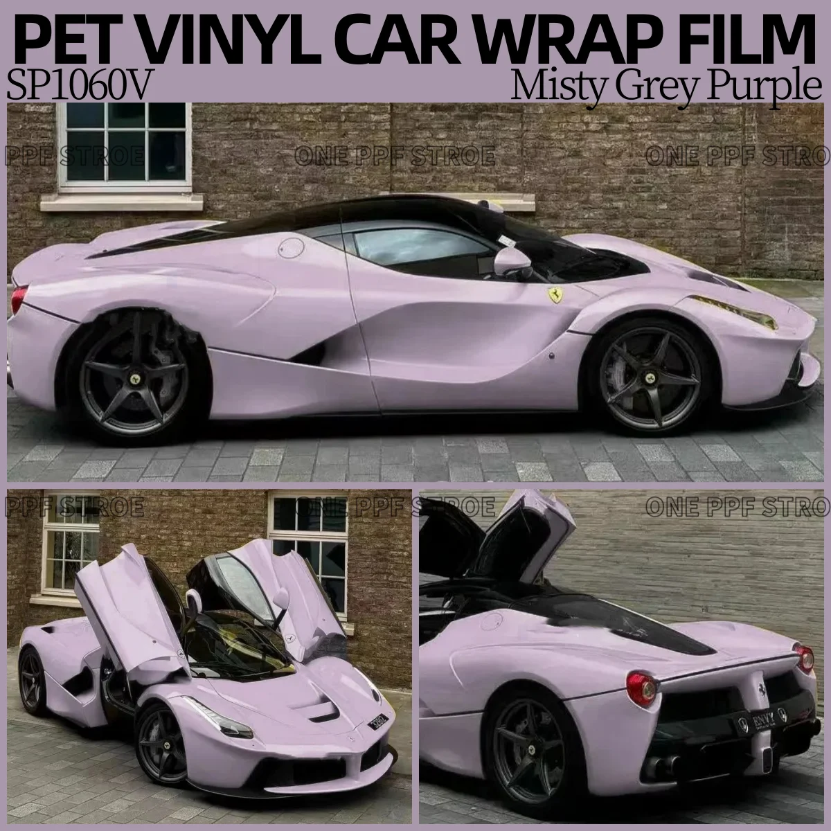 

Factory Direct Selling Stickers PET Material Stickers Misty Gray Purple Car Wrap Vinyl Film Waterproof