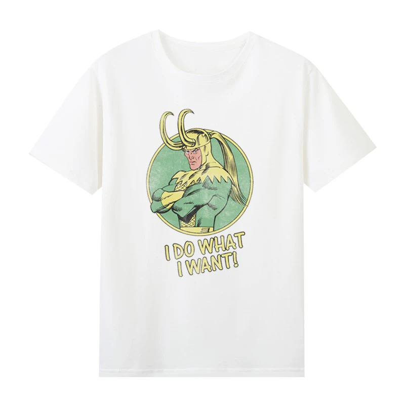 （Miniso）Marvel Loki Comic Art Print Summer Tshirt Man Internet Celebrity Men T-Shirt Summer Men Women Cotton T Shirt Top Men