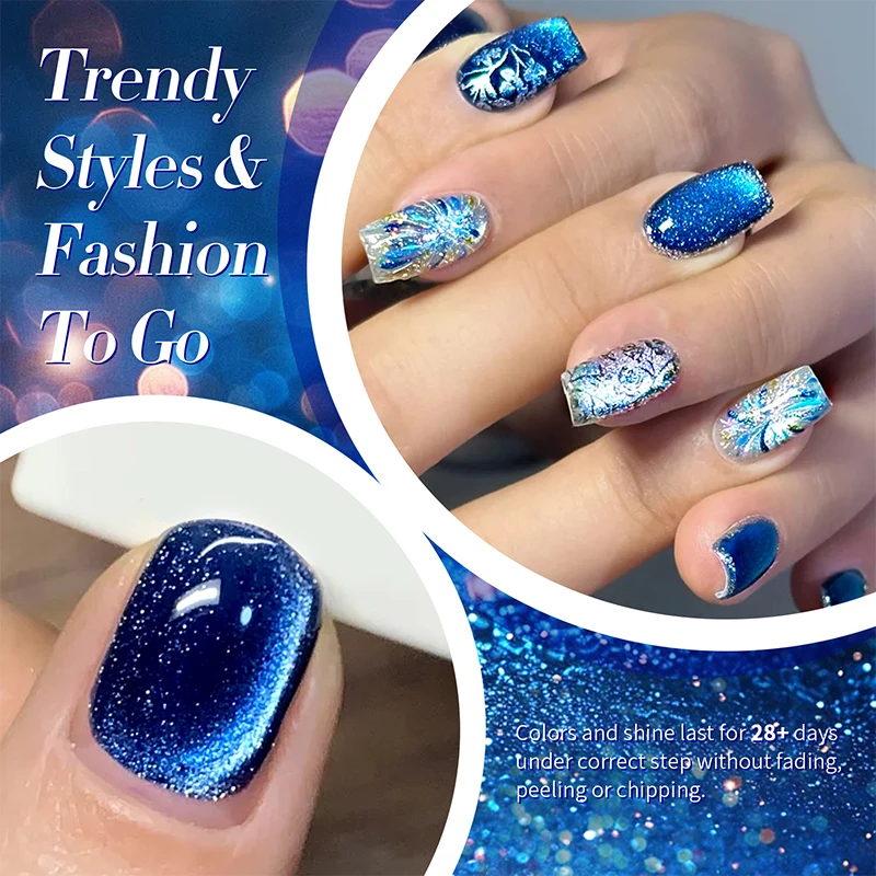 BORN PRETTY 10ml Smalto per unghie gel magnetico per gatti in vetro gelatina blu intenso Colore estivo Semi permanente per manicure Smalto gel UV LED