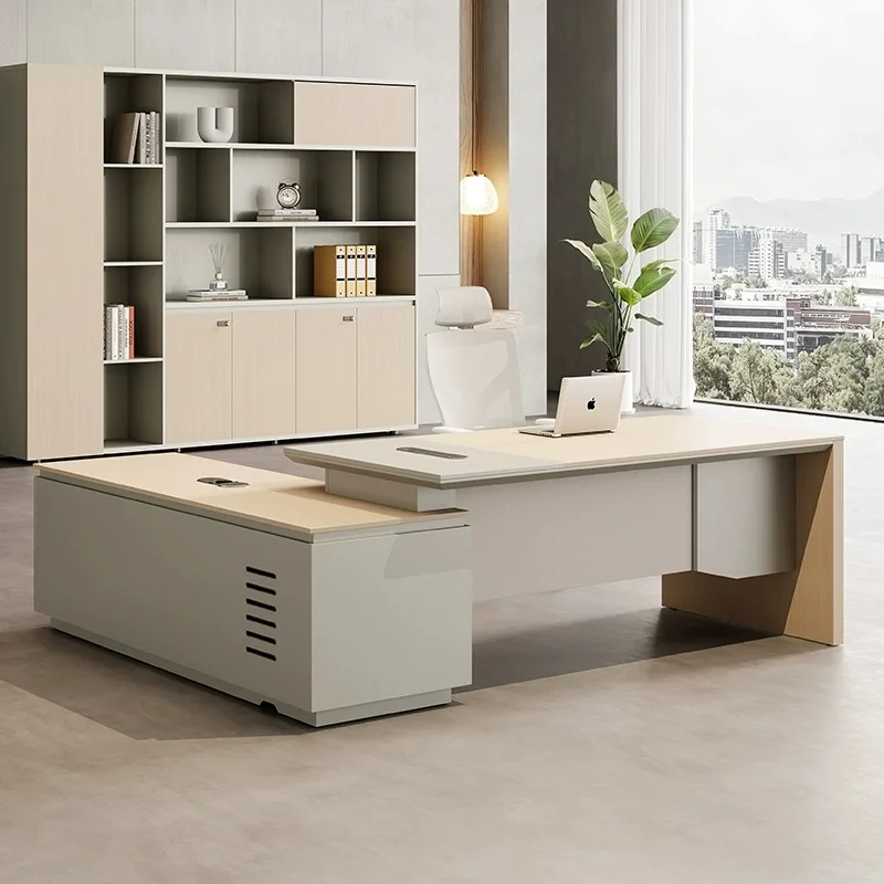 Minimalist Computer Office Desks With Drawers Wooden Luxury Corner Office Desks Manager Simple Design Furniture Scrivanie LLOD