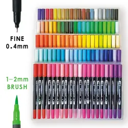 Profissional Conjunto De Caneta Escova Aquarela Para Crianças E Adultos, Arte Suprimentos, Livro De Colorir, Desenho De Cartões De Natal, Pontas Duplas, 132/24 Cores