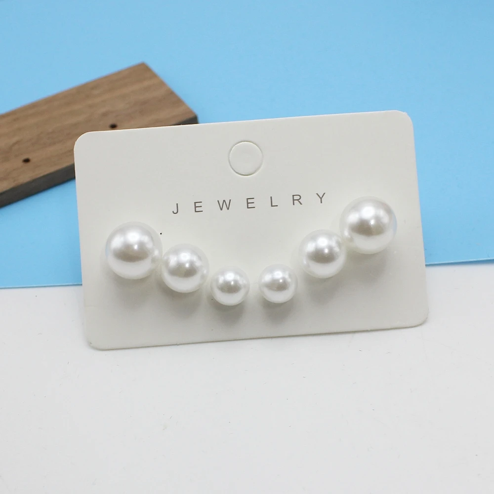 8mm 10mm 12mm 3Pairs/Lot White Imitation Pearl Jewelry Set Stud Earring for Women Korean Sweet Temperament Wholesale Girl Gift