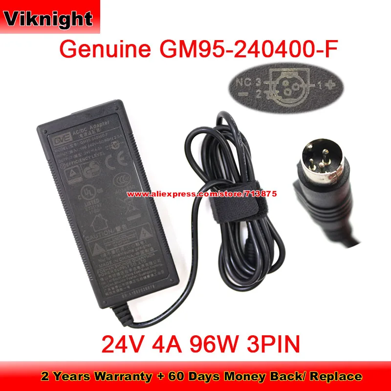 Genuine GM95-240400-F Power Adapter For GVE 24V 4A 96W Print Ac Adapter  Round 3 Pins