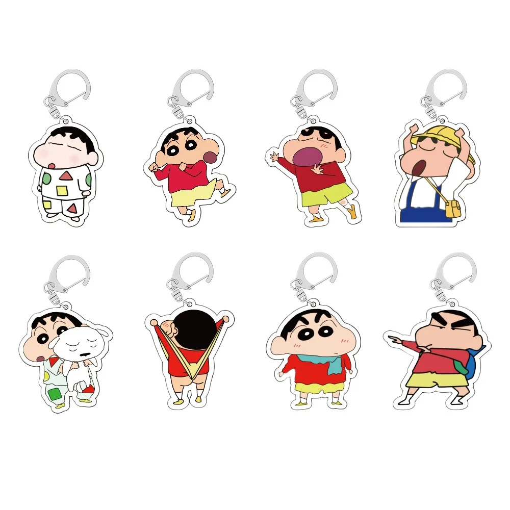 Crayon Shin Chan Popular Cartoon Anime Acrylic Double-sided Keychain Backpack Decoration Accessories Neutral Party Birthday Gift