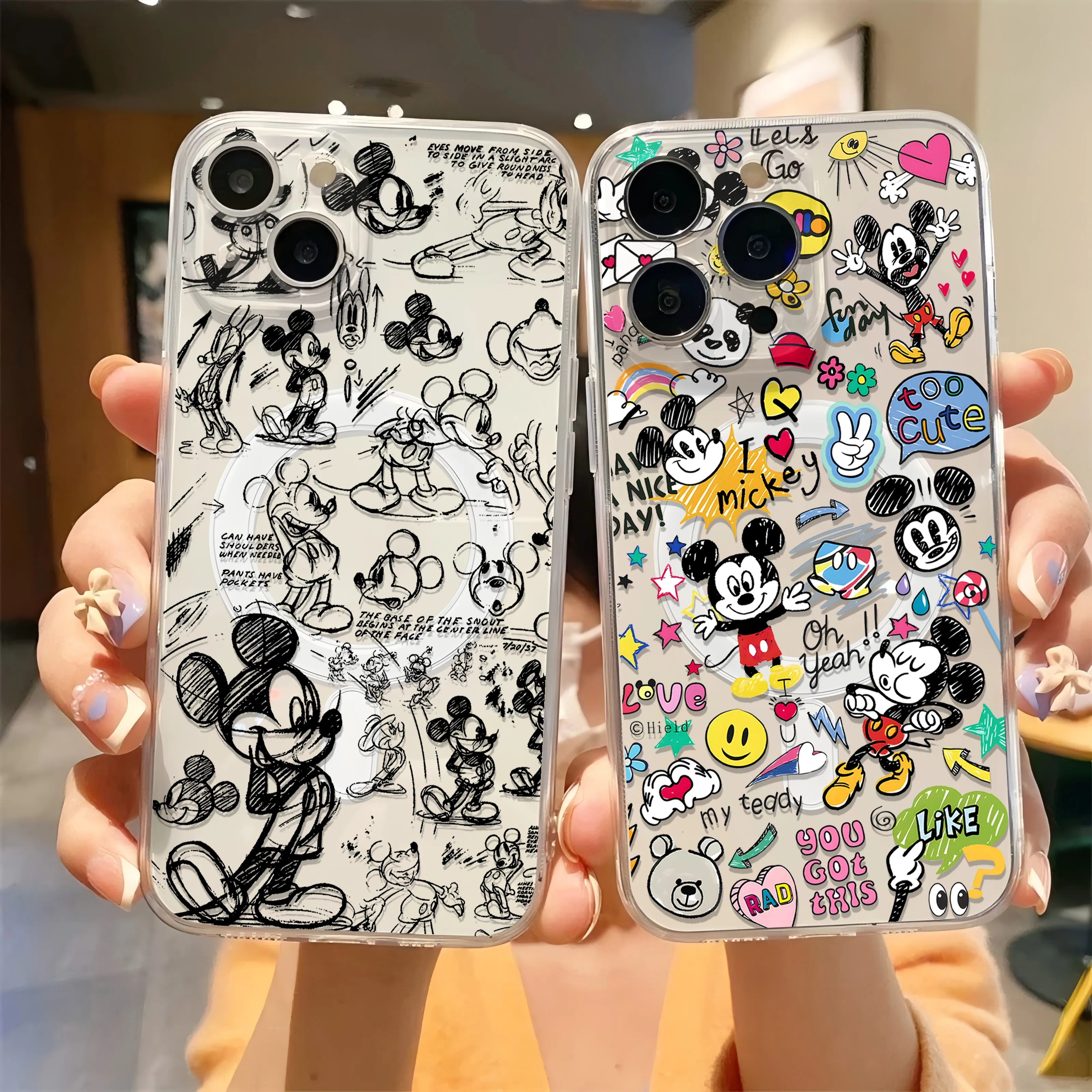 Hot Line Disneies Mickey Minnie Magsafe Magnetic Phone Case for Samsung Galaxy S24 S23 S22 S21 S20 FE Plus Ultra 5G Soft Cover